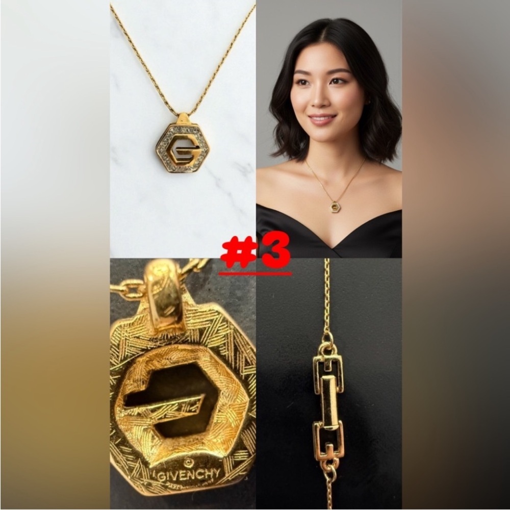 Givenchy Hexagonal Gold Necklace